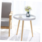 Modern Small Round Tea Table White Mini Sofa Side Table Bedside Decorative for Living Room