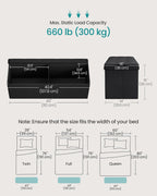 SONGMICS MAZIE Collection - 43 Inches Folding Storage Ottoman Bench, Ottoman with Storage, Foot Rest Stool, Load 660 lb, for Living Room, Synthetic Leather, Black ULSF701