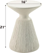 φ16 Natural White Finish Fiber Concrete Accent Table, Round Side Table for Living Room, Engineered Stone Pedestal End Table for Bedroom Small Space, No Assembly Request - White