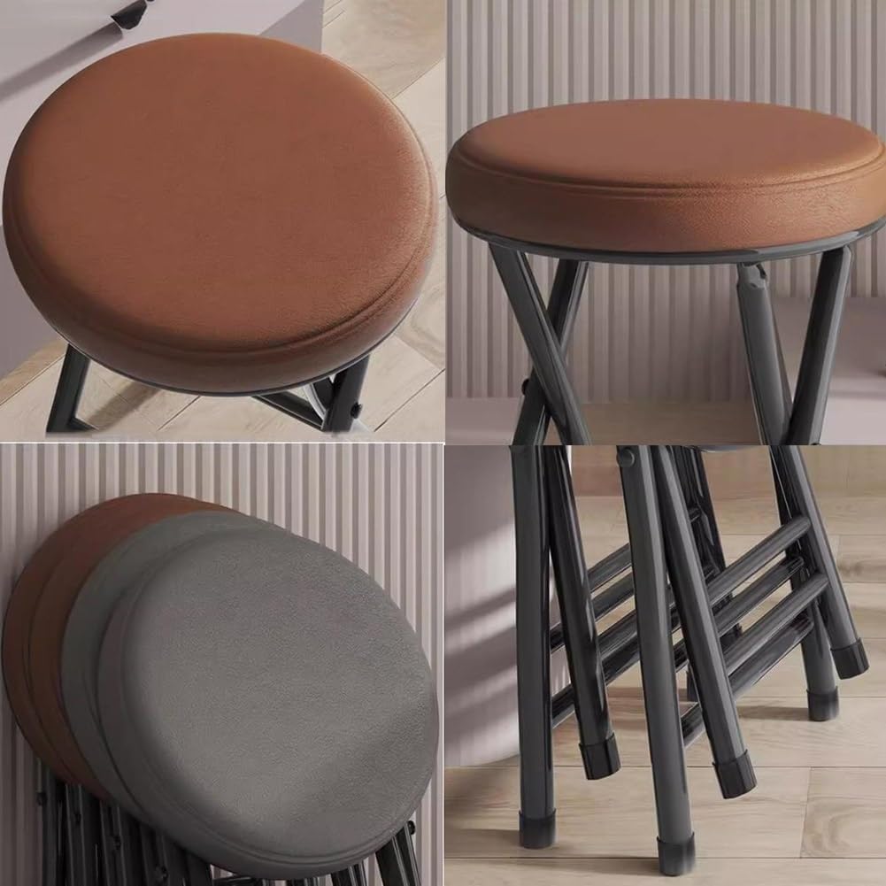 Portable Folding Bar Stool 20in Backless Chair Round Padded Breakfast Barstool for Living Room Bedroom