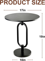 17In Black Round Side Table Modern End Table Stable Sofa Side Table with Heavy Duty Base Integrated Accent Coffee Table Nightstand for Living Room Bedroom Backyard