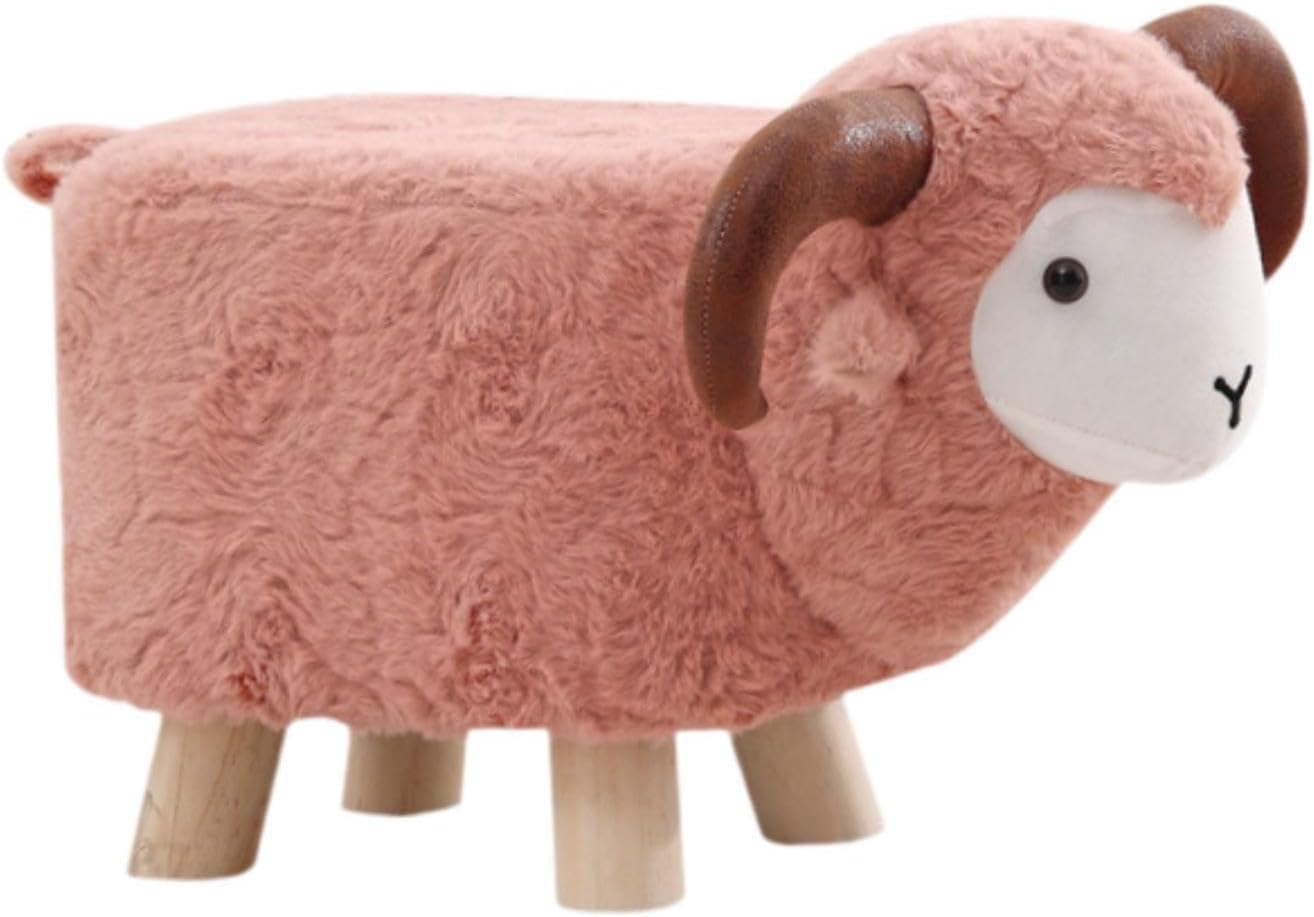 Animal Footstool Footrest Ottoman Home Decor Kids Stool for Outdoor Guest Rooms Indoor, Pink