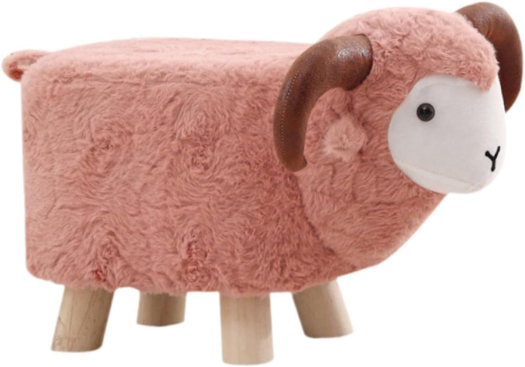 Animal Footstool Footrest Ottoman Soft Non Slip Feet Multifunctional Home Decor Kids Stool for Playroom Indoor Living Rooms, Pink