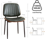 Mid Century Modern Dining Chairs Set of 6, Retro Chair with Faux Leather Upholstered Seat/Back & Metal Legs & Leg Protectors for Kitchen (Dark Green)