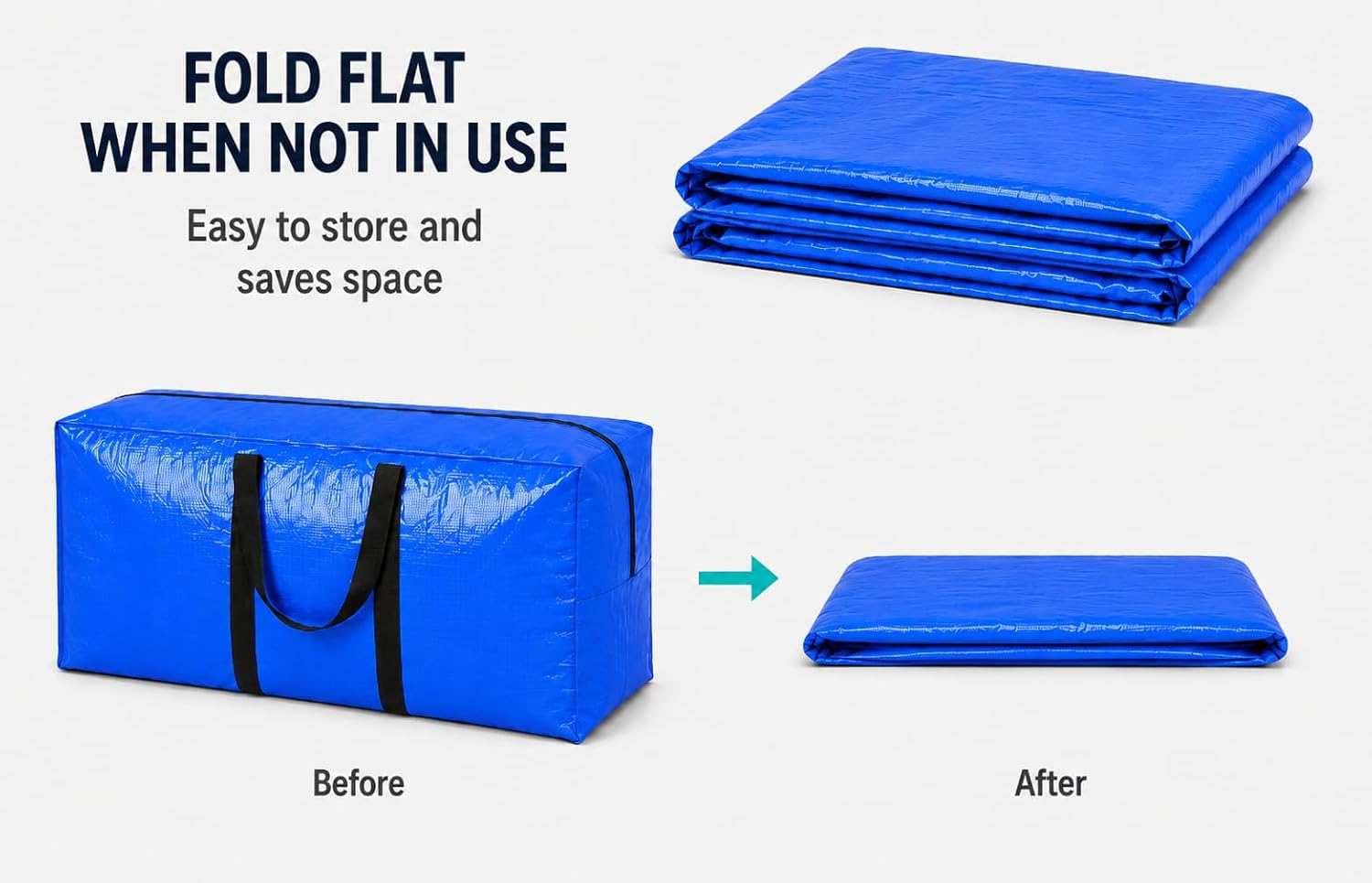 155 Gallon Extra Large Storage Bags, Jumbo Moving Storage Bags, Foldable Big Black Waterproof Outdoor Patio Cushion Storage Bag, 60x30x20inch - 1PACK
