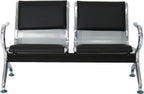 Peach Tree Reception Chairs Waiting Room Chair with Black Leather, Lobby Chairs for Reception Room, Office, Airport Reception Bench (5 Seat, Black)