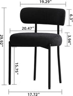 DYHOME Black Boucle Dining Chairs Set of 4, Modern Upholstered Dining Chairs with 4" Thick Cushion and Sturdy Metal Legs for Dining Room, Kitchen