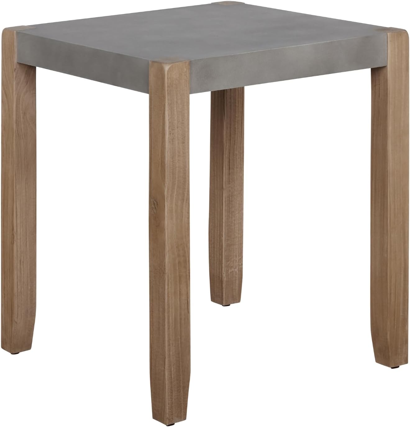 Alaterre Furniture Newport Living Room Collection – 21” Square End Table with Faux Concrete Top with Light Amber Wood Frame – Modern Rustic Industrial Side Table for Bedroom or Lounge (Concrete Gray)