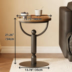 YUNMUARY-Modern Side Tables Living Room, Black Round End Table, Mid Century End Tables for Small Space, Metal Bedside Tables, Wooden Couch Side Table, Nightstand for Bedroom, No Assembly Required