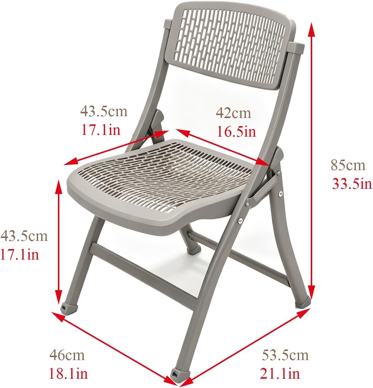 Breathable Plastic Folding Chair Hollow Seat for Dining Meeting Study | This hollow breathable plastic folding chair fits home dining desk, foldable stackable frame cuts storage space(Gray,Regular)