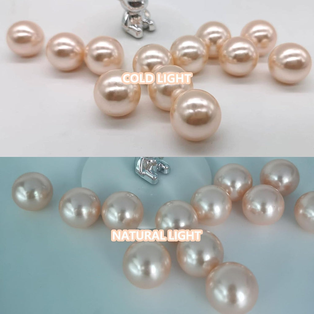 200PCS Light Champagne Floating Beads, Champagne Marbles for Vases, Floating Beads for Centerpiece Vases, Vase Filler Faux Pearls, No Holes Filler Beads for Party Wedding Decor, 10/14/20/30mm