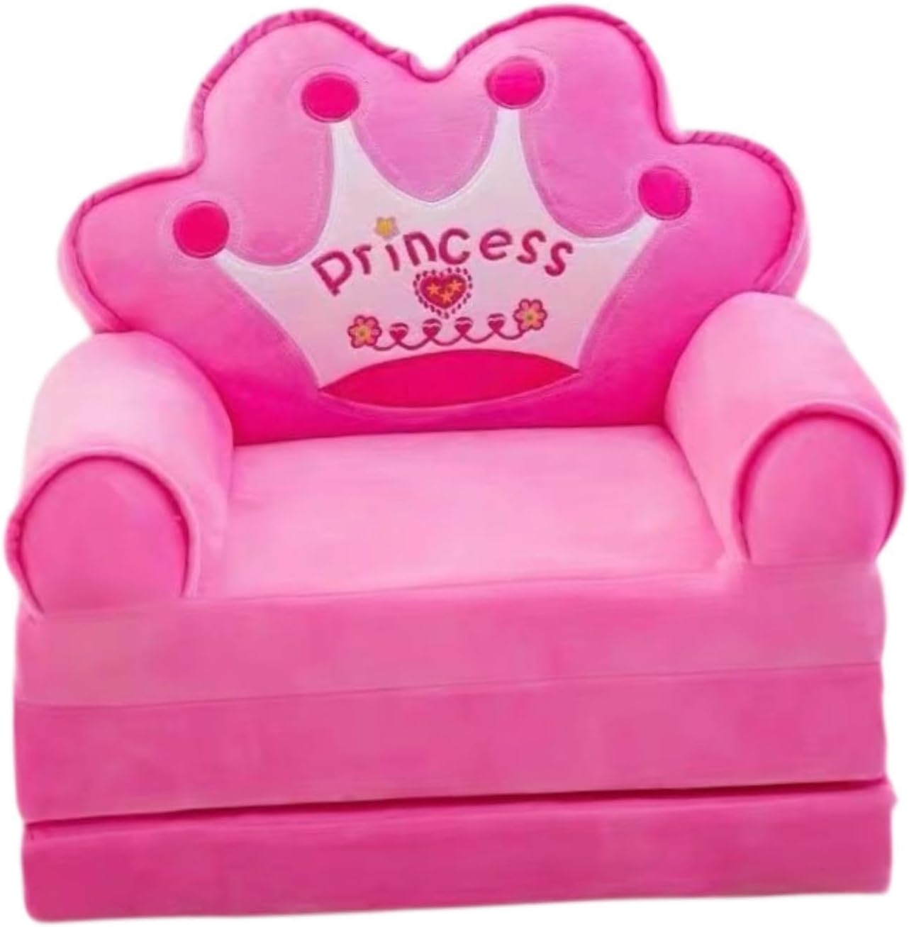 Kids Couch Fold Out Cute Foldable Toddler Chair for Living Room Playing Room Pink, Pink