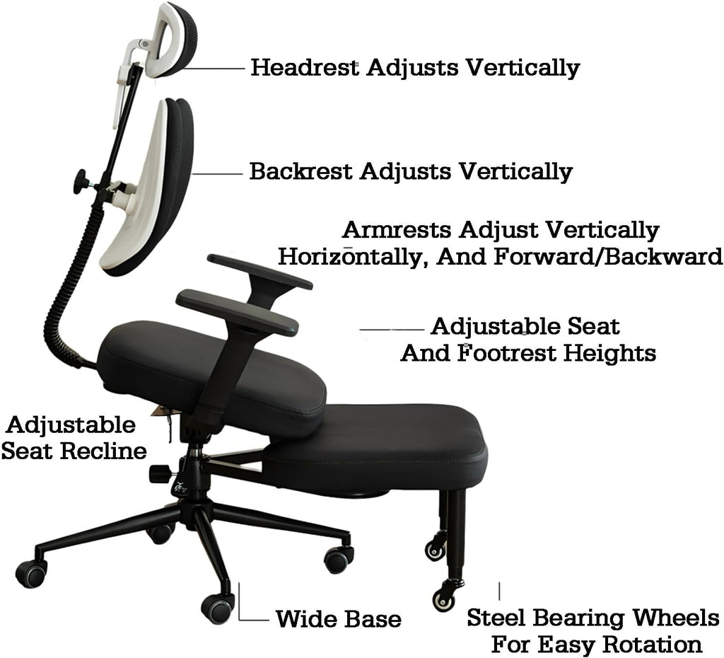 Ergonomic Posture Chair with Armrests,Kneeling Chair with Backrest,Rolling Cross-Leg,Multiple Adjustable Positions,for Office Home