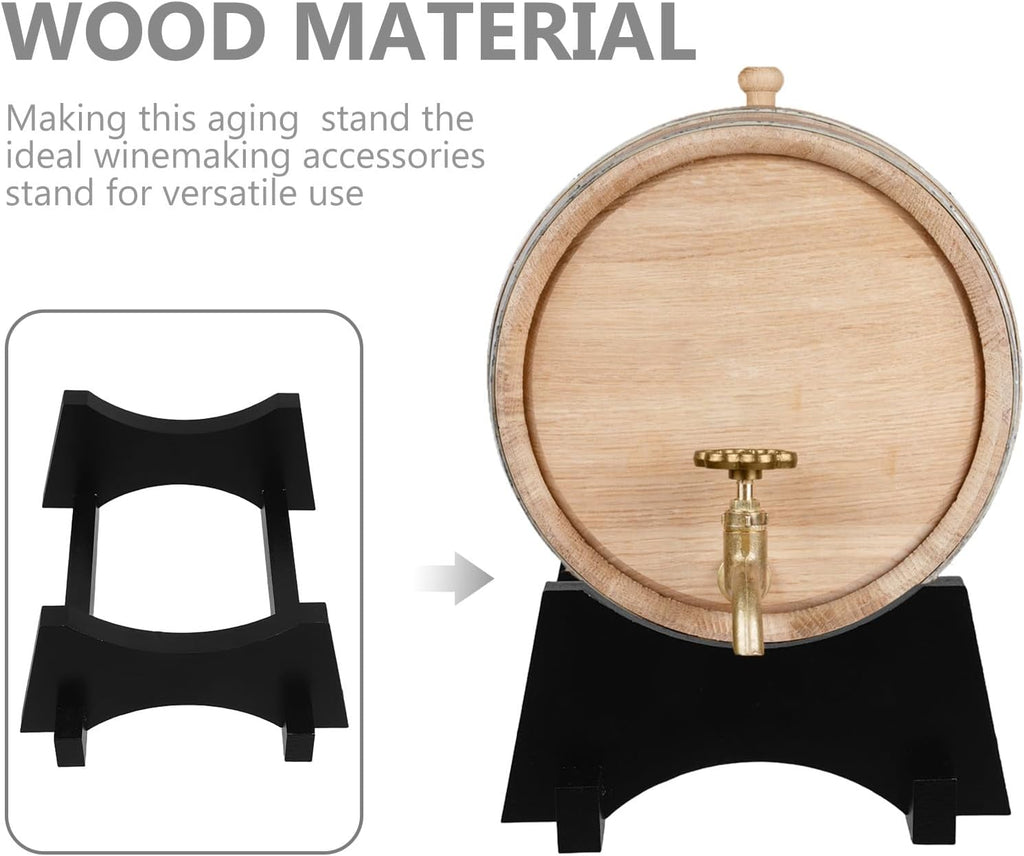 Wood Stand for 1.5L Oak Aging Barrel - Whiskey Cask Holder - Wooden Stand for Beverage Dispenser - Gallon Water Bucket Support Rack Black