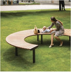 Patio Benches Outdoor Benches Chair, Circular Park Seats, Modern Anti-Corrosion Wooden with Steel Frames