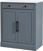Freestanding Kitchen Pantry,Buffet Food Storage,Coffee Bar Cabinet with Drawer, 2 Adjustable Shelves and 2 Door Shelves,for Kitchen Dining Room (Gray@R)