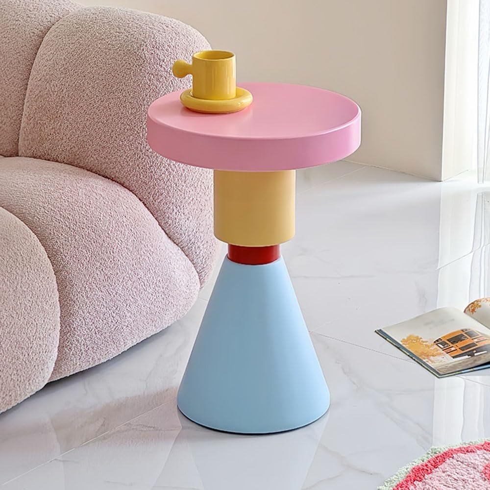 Minimalist Side Table Colorful Small Round Table Sofa Side Mini Storage Bedroom Bedside Corner