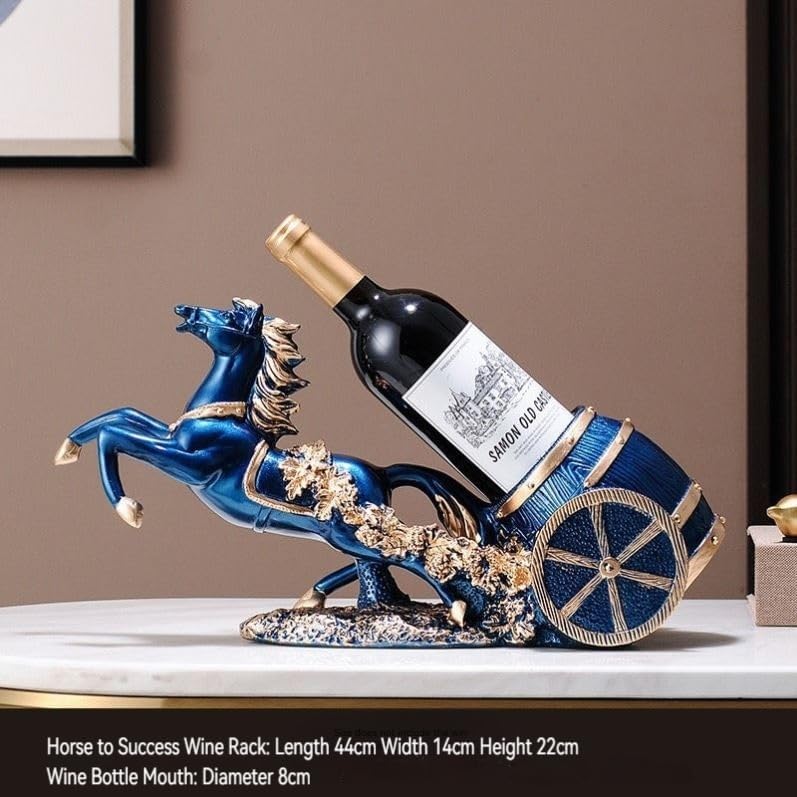 Horse Sculpture Resin Wine Bottle Holder - Tabletop Kitchen Decor, Decorative Storage Organizer for Home Bar Cellar, Unique Gift for Men Women Housewarming, Holds 1 Standard Bottle (C)