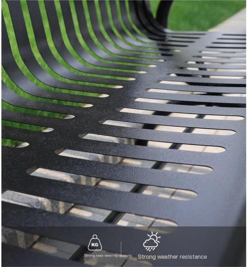 Patio Benches for Outdoors Outdoor Iron Park Chair Double Black Metal Bench Backrest Community Square Welded Seat Garden Benches for Outdoors