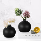 Black Ceramic Vase, Small Cute Flower Vase for Flowers Plants, Matte Vases for Modern Table Shelf Home Decor Wedding Boho Decor, Ceramic Vase for Pampas Grass Fluffy Stem Bouquet Flowers