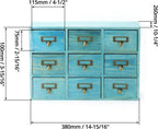 QWORK Desk Drawer Organizer, Wooden Vintage Apothecary Cabinet with 9 Drawers, Home Office & Tea & Dresser Bedroom Organization and Storage, Traditional Apothecary Cabinet, Blue