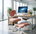 Ergonomic Cross-Legged Meditation Chair with Lumbar Support - Height Adjustable Kneeling Seat Cushion,Soft Plush Fabric Office Chair with 360° Rolling Casters for High-Intensity Work, Study,Yoga