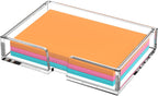 BEEGO Sticky Note Organizer - 4x6 in Crystal Clear Acrylic Notepad Holder & Dispenser for Dorm Room Office Desk Organization