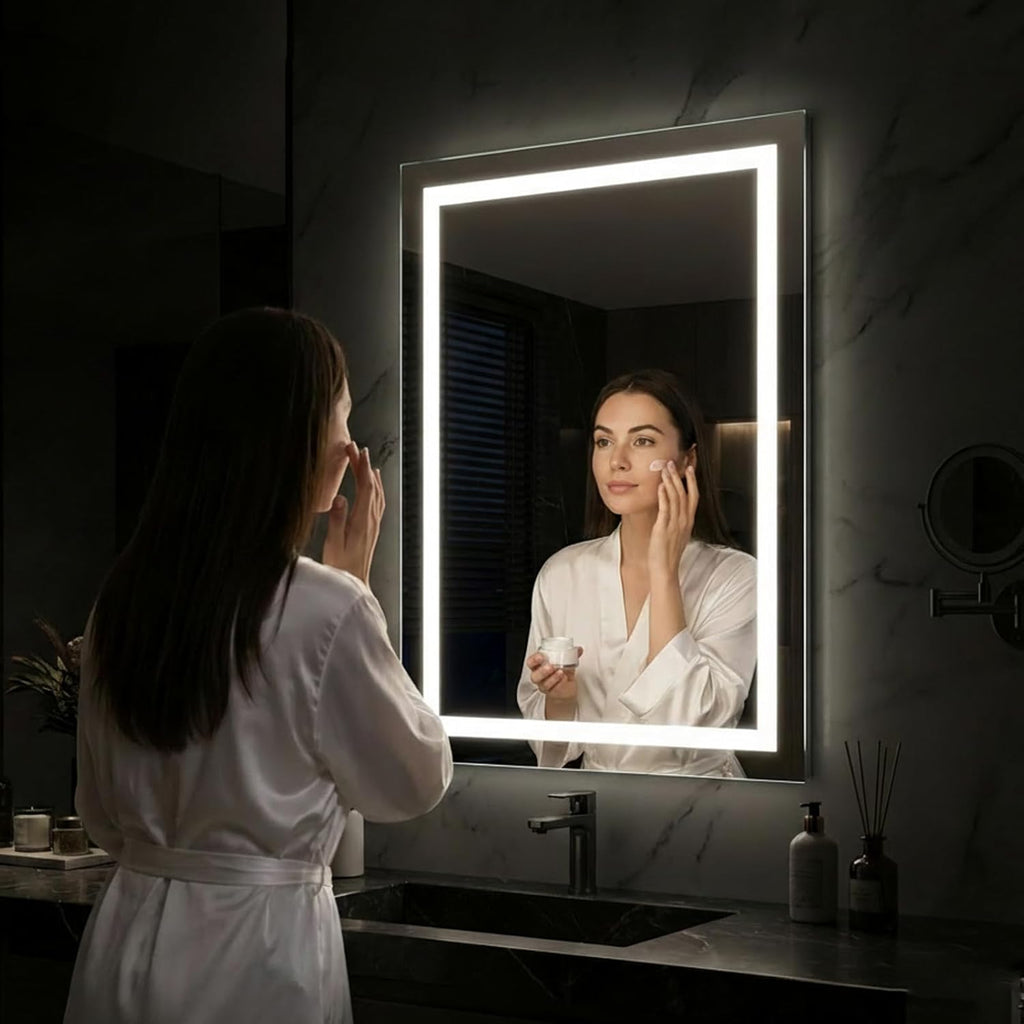 24"x 32" LED Bathroom Mirror with Light, Front and Backlit Controlled, Anti-Fog, 3 Colors Led Mirror, Dimmable, LED Wall Vanity Mirror with Lights, Memory Function, Tempered Glass,ETL Listed