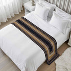 Bed Runner for King Size Beds, Farm Wooden Decorative Bed Runners Scarves for Bedroom, Geometric Black Brown Wood Grain Abstract Washable Bedding Scarf Cover