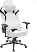 Ergonomic Gaming Chair, Wyrdforging Computer Desk Chairs, 4D Armrests, High Back Office Chair With Headrest & Lumbar Pillow, Tilt Rocker Recliner, Heavy-Duty Base, White PU Leather & Black Suede Combo