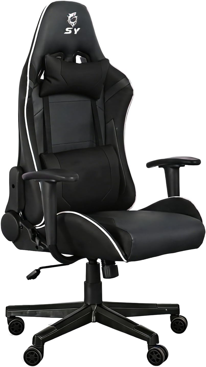 Gaming Chair,Video Game Chair with Massage Lumbar Support, Ergonomic Computer Chair Height Adjustable with Swivel Seat and Headrest
