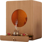 Meditation Table, Altar Table with Drawer,Used for Meditation and Prayers, Bamboo Furniture for Displaying Jars, Plants and Books(Yellow,30x30x40cm/12x12x16in)