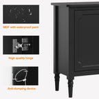 RoyalCraft Buffet Cabinet with Storage, Vintage Sideboard with 2 Doors & 3 Drawers, Coffee Bar Table with Solid Wood Legs, Mid Century Modern Painted Credenza for Kitchen, Dining Room, Black