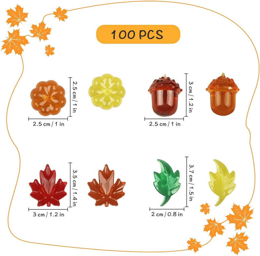 100PCS Acrylic Leaves Mini Pumpkins Acorns Maple Leaves Acrylic Fall Decorations, Thanksgiving Table Scatter Fall Vase Filler Gems for DIY Crafts, Home Decoration, Thanksgiving and Autumn Decor
