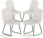 HIPIHOM Faux Leather Dining Chairs Set of 4, Modern Upholstered Kitchen Chairs with Curved Backrest and Metal Legs, PU Leather Dining Room Chairs for Kitchen Living Dining Room Set of 4 White