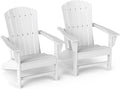 GREENVINES Adirondack Chairs Set of 2 | HDPE Plastic | Oversized Fire Pit Chair | All Weather | Poly Lumber | White | for Outdoor Deck Backyard Patio Garden