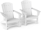 GREENVINES Adirondack Chairs Set of 2 | HDPE Plastic | Oversized Fire Pit Chair | All Weather | Poly Lumber | White | for Outdoor Deck Backyard Patio Garden