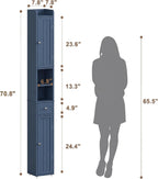 ChooChoo Narrow Bathroom Storage Cabinet with Adjustable Shelves, Tall Storage Cabinet with 2 Doors and 1 Drawer, Freestanding Cupboard for Small Spaces, Blue