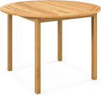 Tangkula 39.5" Round Outdoor Dining Table for 4, Acacia Wood 4-Person Large Patio Dining Table, Farmhouse Indoor Outdoor Dining Furniture for Deck, Garden, Poolside & Backyard