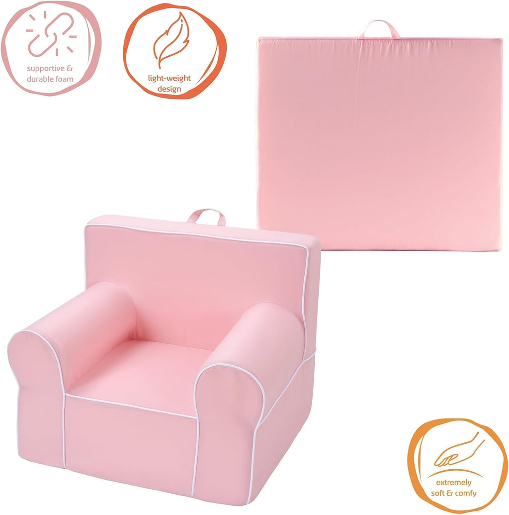 Heritage Kids Pink Everywhere Foam Armchair with Carry Handle and Removable Cover,25"x21"x22",Ages 3+