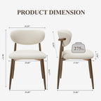 MALOL Dining Chairs Set of 2, Upholstered Dining Room Chairs with Metal Legs and Anti Slip Pads, Curved Back Kitchen Chair for Home and Restaurant Use, Beige