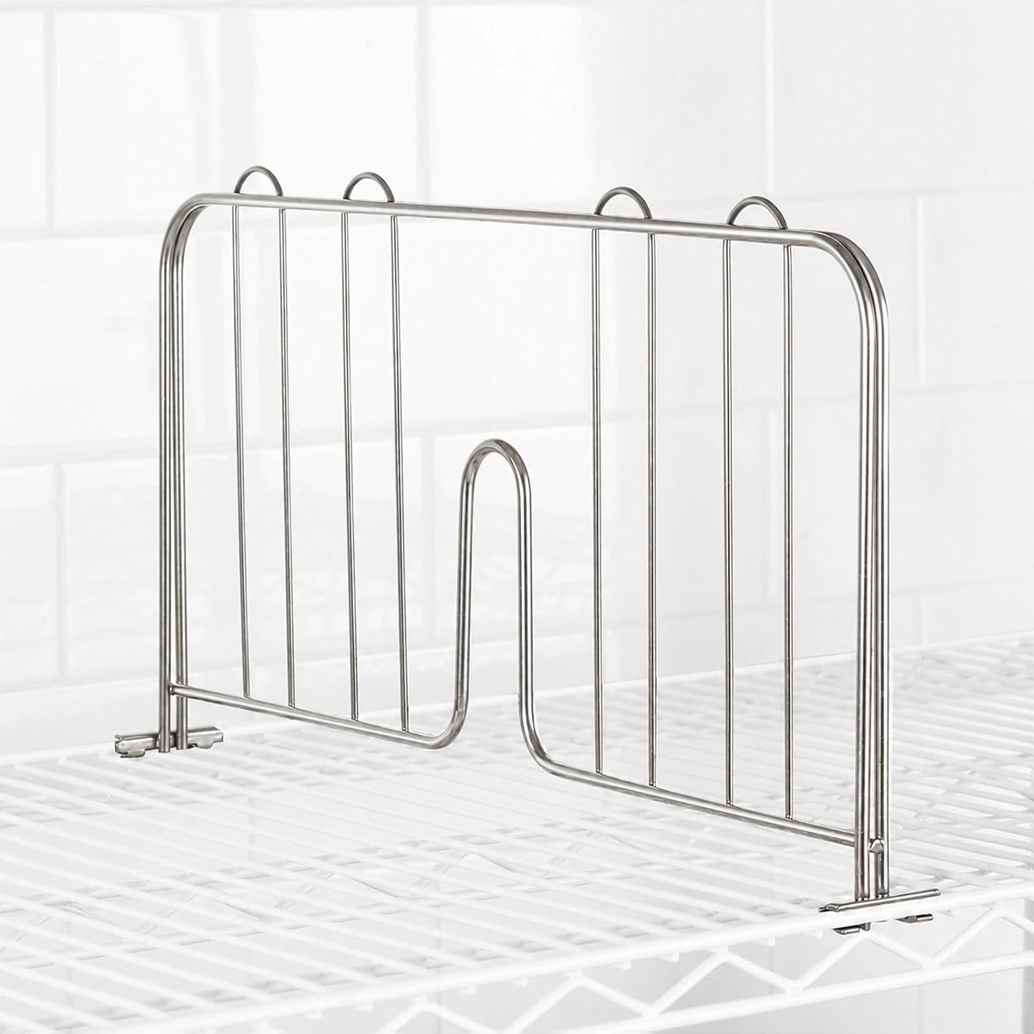 APLSS 4 Pack 18" W x 9" H Width Chrome Shelf Divider for Heavy Duty Wire Shelving, Dry Storage, NSF Certified