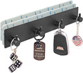 StrugDeas Key Holder for Wall with 2 Self-Adhesive Tapes， Key Hanger Organizer for Wall with 4 Hooks，Metal Key Rack for Door, Entryway, Kitchen Bathroom(Black)