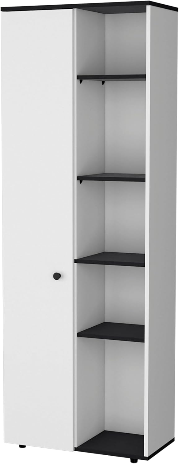 White and Black 1 Door Kitchen Pantry