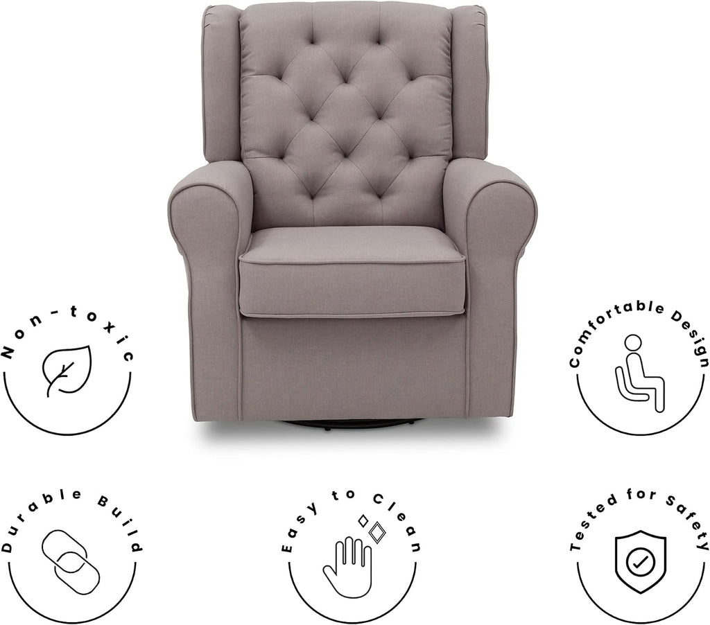 Delta Children Emma Nursery Glider Swivel Rocker Chair- Greenguard Gold Certified, French Grey