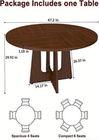 Round Dinning Table for 4-6, Kitchen Dining Room Table 47.2 Inches Circle Walnut Finish Dinner Tables for Kitchen, Dining Room, Living Room