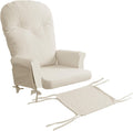 5PCS Glider Rocker Replacement Cushions with Ottoman Cover, Tufted High Back & Teddy Plush Rocking Chair Cushion Set, Thickened 3.5'' Glider Cushions with Side Pockets for Indoor Nursery, Cream