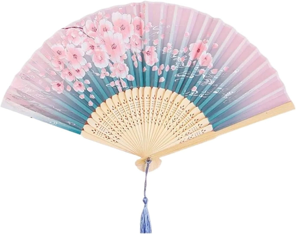 Retro Flower Pattern Home Decoration Elegant Folding Fan Painting Handheld Fan Dance Performance Props