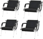 kinbor 4 PCS Waiting Room Guest Chairs, PU Leather Office Reception Chair, Lobby Furniture Reception Sofa Seat with Arms for Airport Salon Clinic, Black