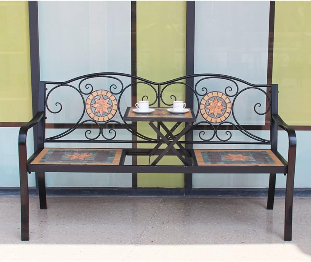 Patio Benches for Outdoors Outdoor Bench Nordic Wrought Iron Balcony Garden Table and Chairs Villa Terrace Leisure Double Garden Benches for Outdoors